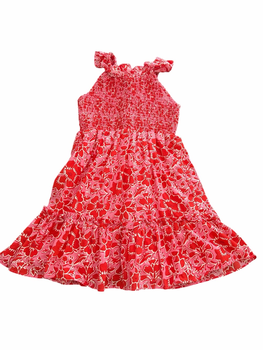 J Crew Girls Red Floral Smocked Sundress